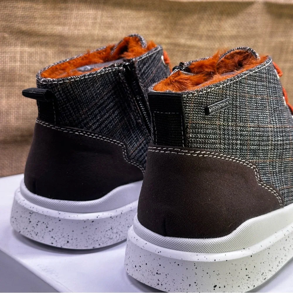 Romika Helsinki 02 brown & orange plaid high hi‎ top sneakers boots size 8